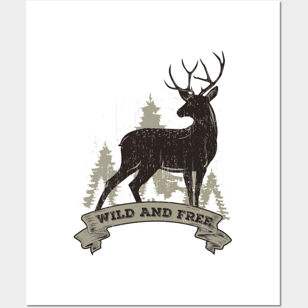 Buck Series: Wild and Free Vintage Style Wall Art by Jarecrow 